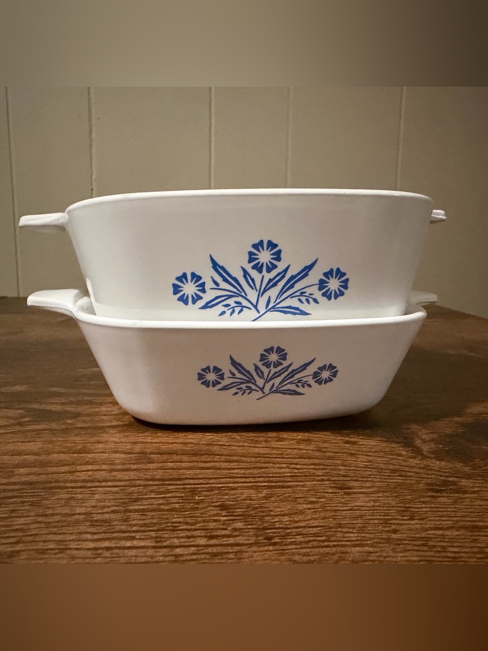 Corningware White Casserole Dishes with Blue Cornflower Pattern